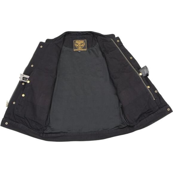 Leather Men's Concealed Snap Denim Club Style Vest w/Hidden Zipper - Picture 3 of 5